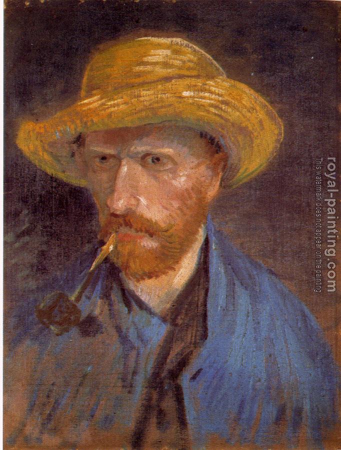 Vincent Van Gogh : Self-Portrait with Straw Hat and Pipe
